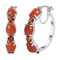 Peach Moonstone and Santa Ana Madeira Citrine Hoop Earrings in Platinum Over Sterling Silver 9.60 ctw - Sticky add to cart bar