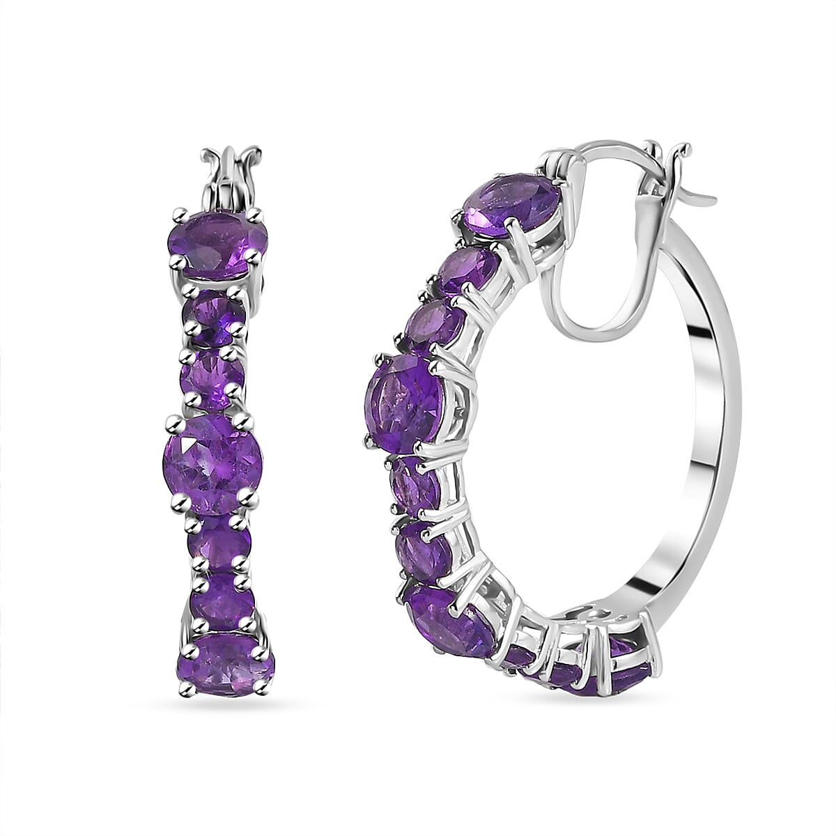 TLV White Topaz Hoop EarringS in Platinum Over Sterling Silver 12.00 ctw