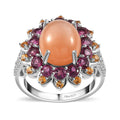 Peach Moonstone, Multi Gemstone Ring in Platinum Over Sterling Silver (Size 10.0) 8.10 ctw - Sticky add to cart bar