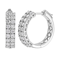 Moissanite 3.10 ctw Hoop Earrings in Platinum Over Sterling Silver