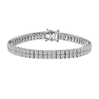 Moissanite 2 Row Tennis Bracelet in Platinum Over Sterling Silver (7.25 In) 9.60 ctw