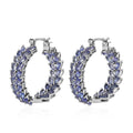 Tanzanite Leaf Hoop Earrings in Platinum Over Sterling Silver 10.50 ctw - Sticky add to cart bar
