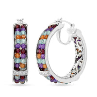 Karis Mozambique Garnet Hoop Earrings in Platinum Bond 15.00 ctw