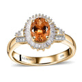 Luxoro 10K Yellow Gold Premium Calabar Golden Tourmaline and G-H I2 Diamond Halo Ring (Size 6.0) 4 Grams 1.50 ctw - Sticky add to cart bar