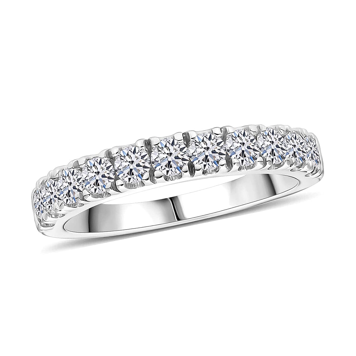 Lab Grown Diamond (F-G, VS) Eternity Band Ring in Platinum Over Sterling Silver (Size 8.0) 1.00 ctw
