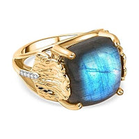 Labradorite and Multi Gemstone14.77 ctw Fancy Ring in Vermeil Yellow Gold Over Sterling Silver (Size 9)