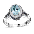 TLV Santa Maria Aquamarine, Multi Gemstone Ring in Platinum Over Sterling Silver (Size 10.0) 2.00 ctw - Sticky add to cart bar