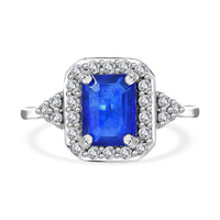 Doorbuster Tanzanian Blue Spinel (DF) and White Zircon Halo Ring in Platinum Over Sterling Silver (Size 10.0) 2.40 ctw