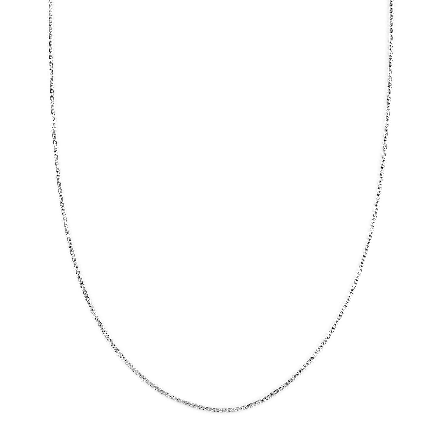 Rhodium Over Sterling Silver Cable Chain Necklace 20 Inches 2.55 Grams