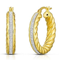 14K YG Over Sterling Silver Hoop Earrings (5.2 g)