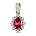 Luxoro 14K Yellow Gold AAA Ouro Fino Rubellite and G-H I3 Diamond Sunburst Pendant without Chain 1.10 ctw - Sticky add to cart bar