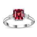 Luxoro 14K White Gold Asscher Cut AAA Ouro Fino Rubellite, Diamond (G-H, I2) Ring (Size 10.0) 1.90 ctw - Sticky add to cart bar