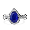 Tanzanian Blue Spinel (DF), White Zircon Ring in Platinum Over Sterling Silver (Size 10.0) 2.80 ctw - Sticky add to cart bar