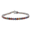 Multi Sapphire Tennis Bracelet in Platinum Over Sterling Silver (6.50 In) 10.60 ctw - Sticky add to cart bar