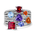 Doorbuster Multi Gemstone Ring in Platinum Over Sterling Silver (Size 10.0) 4.25 ctw - Sticky add to cart bar