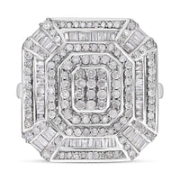 White Diamond Ring in Platinum Over Sterling Silver (Size 10.0) 1.46 ctw