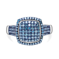 Blue Diamond (IR) Ring in Platinum Over Sterling Silver (Size 6.5) 1.01 ctw