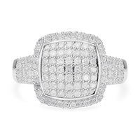 White Diamond Ring in Platinum Over Sterling Silver (Size 8.0) 1.01 ctw