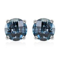 London Blue Topaz 5.00 ctw Solitaire Stud Earrings in Platinum Over Sterling Silver