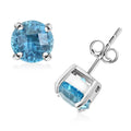 Premium Swiss Blue Topaz Solitaire Stud Earrings in Platinum Over Sterling Silver 5.00 ctw - Sticky add to cart bar
