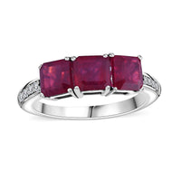 Premium Niassa Ruby (FF), White Zircon Ring in Platinum Over Sterling Silver (Size 10.0) 3.15 ctw