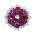 Niassa Ruby (FF) and White Zircon Floral Spray Ring in Platinum Over Sterling Silver 6.10 ctw - Sticky add to cart bar
