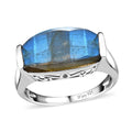 Malagasy Labradorite Solitaire Ring in Platinum Over Sterling Silver (Size 10.0) 5.90 ctw - Sticky add to cart bar