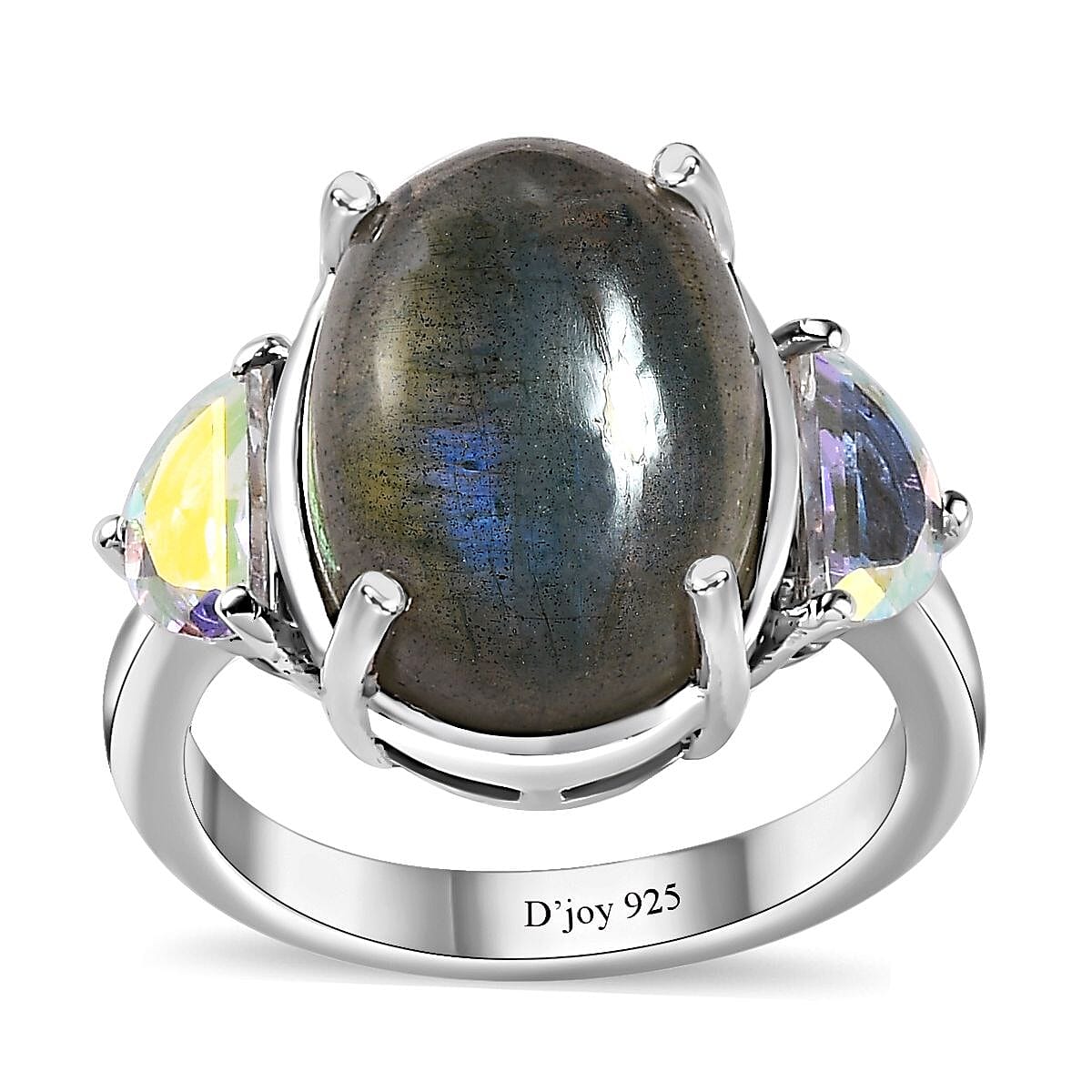 Malagasy Labradorite and Mercury Mystic Topaz Ring in Platinum Over Sterling Silver (Size 10.0) 7.50 ctw