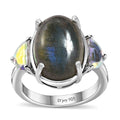 Malagasy Labradorite and Mercury Mystic Topaz Ring in Platinum Over Sterling Silver (Size 10.0) 7.50 ctw - Sticky add to cart bar