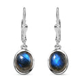 Malagasy Labradorite Solitaire Lever Back Earrings in Platinum Over Sterling Silver 6.75 ctw - Sticky add to cart bar