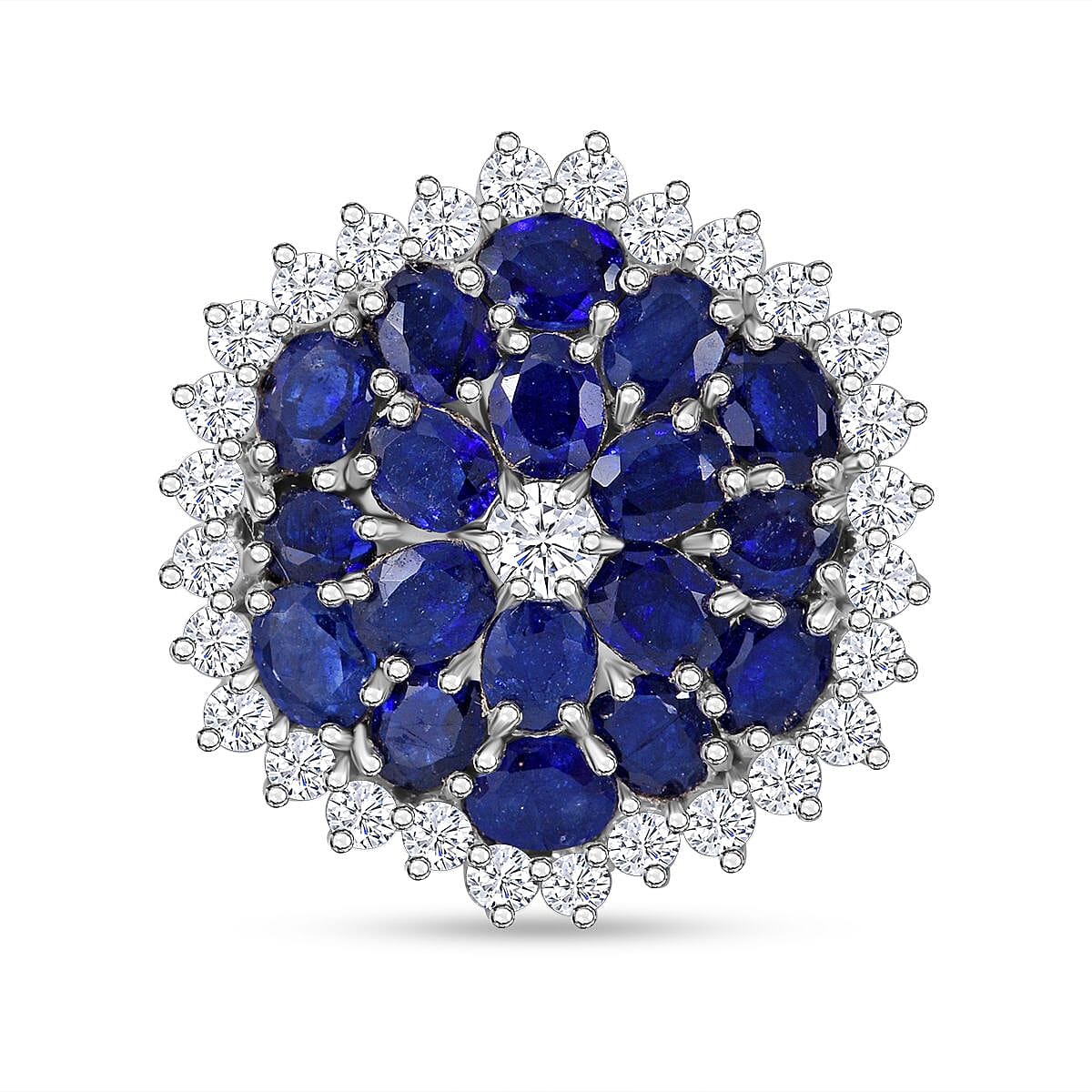 Masoala Sapphire (D), White Zircon Ring in Platinum Over Sterling Silver (Size 10.0) 6.10 ctw