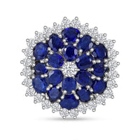 Masoala Sapphire (D), White Zircon Ring in Platinum Over Sterling Silver (Size 10.0) 6.10 ctw
