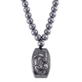 Terahertz Pi-Xiu Carved Men's Pendant with Beaded Necklace 24 Inches in Rhodium Over Sterling Silver 205.00 ctw - Sticky add to cart bar