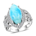 Larimar, White Zircon Ring in Platinum Over Sterling Silver (Size 10.0) 8.00 ctw - Sticky add to cart bar