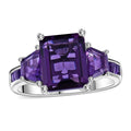 Doorbuster Premium African Amethyst Ring in Platinum Over Sterling Silver (Size 10.0) 4.60 ctw - Sticky add to cart bar