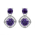 African Amethyst and White Zircon Earrings in Platinum Over Sterling Silver 4.60 ctw - Sticky add to cart bar