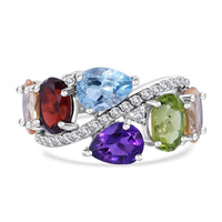Multi Gemstone Ring in Platinum Over Sterling Silver (Size 10.0) 8.10 ctw