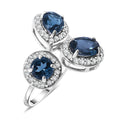 London Blue Topaz and White Zircon 4.85 ctw Ring in Platinum Over Sterling Silver - Sticky add to cart bar