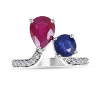 Niassa Ruby (FF), Masoala Sapphire (FF), White Zircon Ring in Platinum Over Sterling Silver (Size 10.0) 3.85 ctw