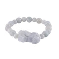 Natural Jade 210.00 ctw Carved Lotus Beaded Stretch Bracelet with Pixiu Charm - Sticky add to cart bar