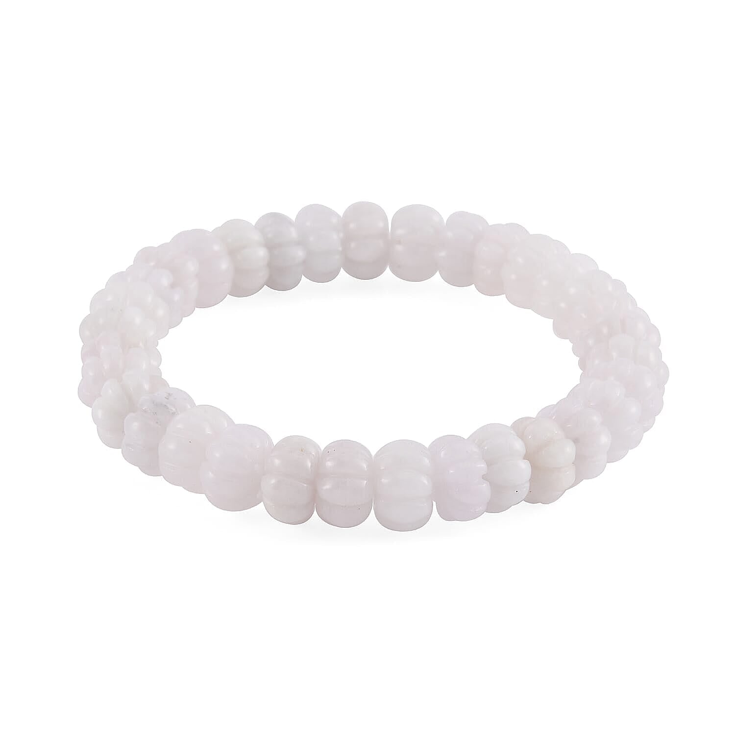 Natural Jade Carved Pumpkin Shape Stretch Bracelet 210.00 ctw