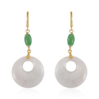 Natural Jade and Green Jade (D) 72.35 ctw Earrings in 14K Yellow Gold Over Sterling Silver
