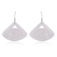 Natural Jade Carved Earrings in Rhodium Over Sterling Silver 62.50 ctw