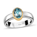 Cambodian Blue Zircon Solitaire Ring in Vermeil YG and Platinum Over Sterling Silver (Size 10.0) 1.25 ctw - Sticky add to cart bar