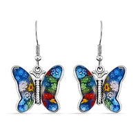 Multi Color Murano Style Butterfly Earrings in Stainless Steel