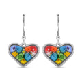 Multi Color Murano Style Heart Fish Hook Earrings in Stainless Steel - Sticky add to cart bar