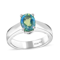 Premium Peacock Quartz Solitaire Ring in Platinum Over Sterling Silver (Size 10.0) 1.50 ctw