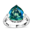 Premium Peacock Quartz, Moissanite Ring in Platinum Over Sterling Silver (Size 10.0) 5.60 ctw - Sticky add to cart bar