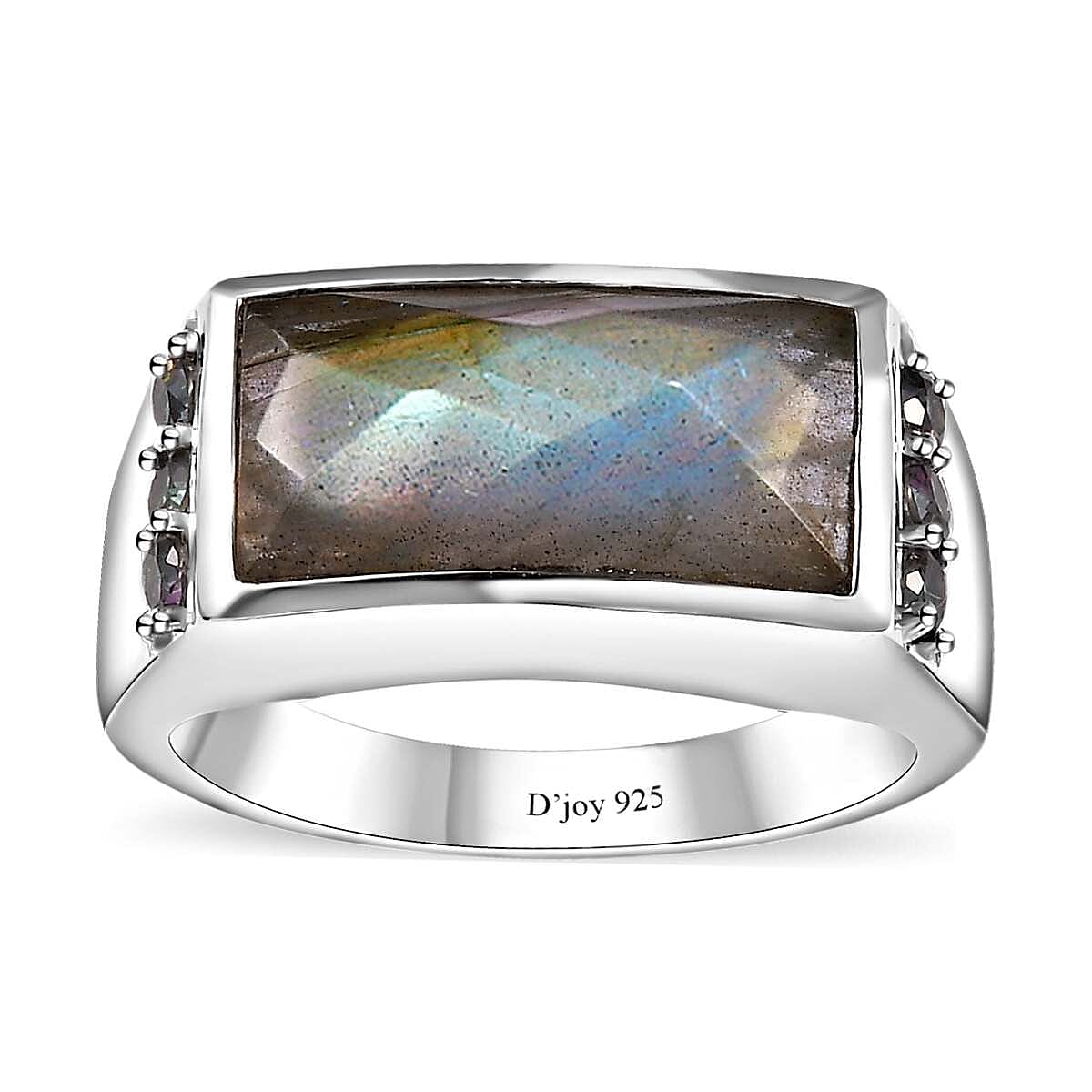 Malagasy Labradorite and Northern Lights Mystic Topaz Ring in Platinum Over Sterling Silver (Size 10.0) 8.10 ctw