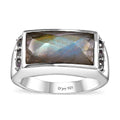 Malagasy Labradorite and Northern Lights Mystic Topaz Ring in Platinum Over Sterling Silver (Size 10.0) 8.10 ctw - Sticky add to cart bar